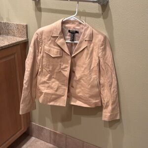 DKNY light pink Australian Calf Skin leather in a woman's small peitit jacket